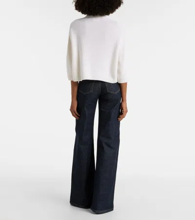 Khaite Sabina Cropped Cashmere Sweater In White
