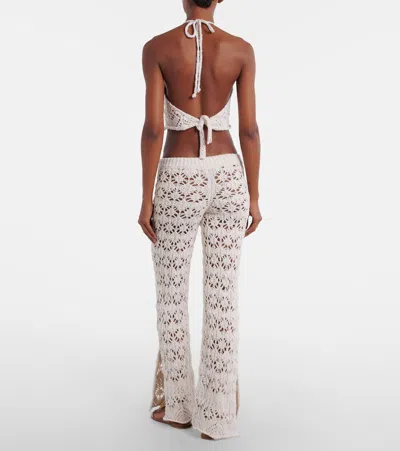 Alanui Lagoon Romance Crochet Flared Pants In Neutral
