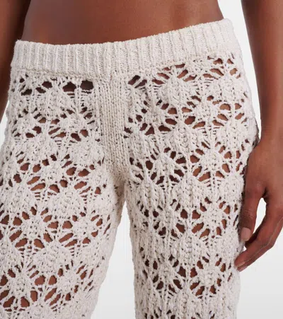 Alanui Lagoon Romance Crochet Flared Pants In Neutral