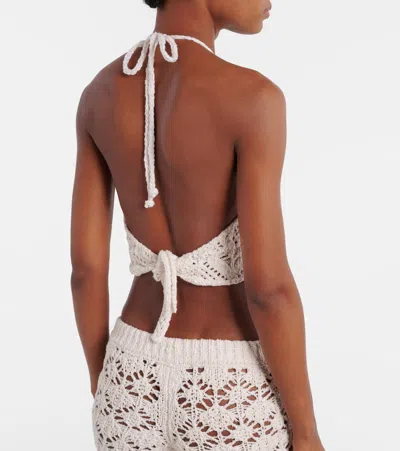 Alanui Lagoon Romance Cotton-blend Crochet Crop Top In Neutral