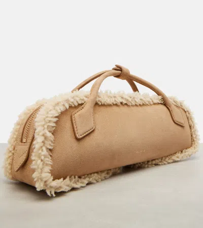 Alaïa Le Teckel Suede Clutch In Sand