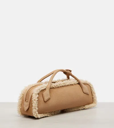 Alaïa Le Teckel Suede Clutch In Sand