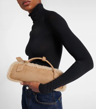 Alaïa Le Teckel Suede Clutch In Sand