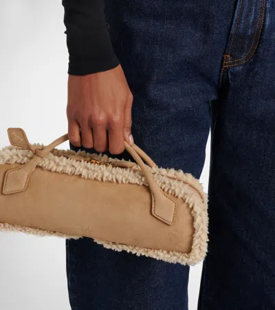Alaïa Le Teckel Suede Clutch In Sand