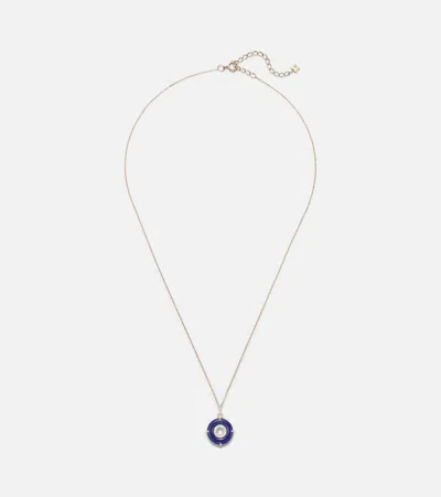 Mateo 14kt Gold Pendant Necklace With Lapis Lazuli And Diamonds In Blue