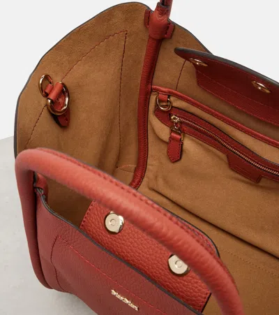 Max Mara Marine Small Leather Tote Bag In Brown