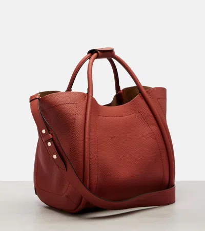 Max Mara Marine Small Leather Tote Bag In Brown