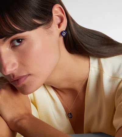 Mateo 14kt Gold Earrings With Lapis Lazuli And Diamonds In Blue