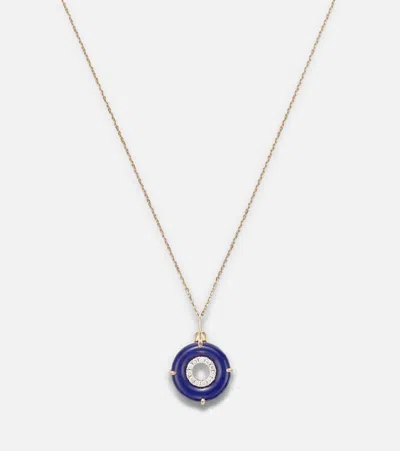 Mateo 14kt Gold Pendant Necklace With Lapis Lazuli And Diamonds In Blue