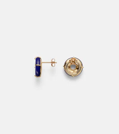 Mateo 14kt Gold Earrings With Lapis Lazuli And Diamonds In Blue