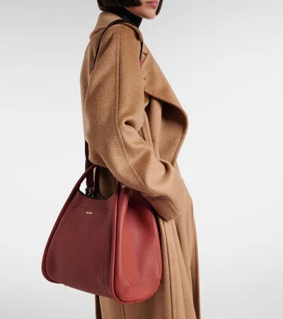 Max Mara Marine Small Leather Tote Bag In Brown