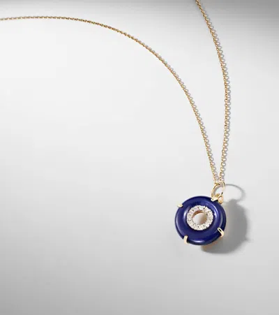 Mateo 14kt Gold Pendant Necklace With Lapis Lazuli And Diamonds In Blue