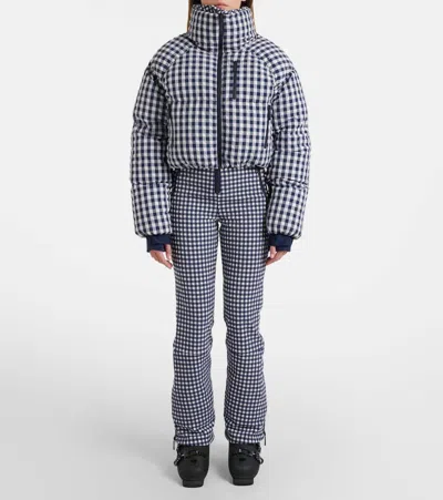 Cordova Womens Indigo Gingham Cortina Vichy Shell Puffer Jacket In Blue