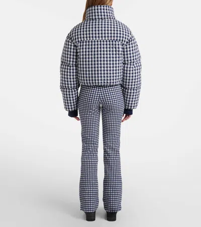 Cordova Womens Indigo Gingham Cortina Vichy Shell Puffer Jacket In Blue