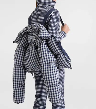 Cordova Womens Indigo Gingham Cortina Vichy Shell Puffer Jacket In Blue