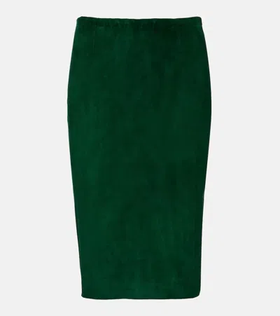 Stouls Gilda Suede Pencil Skirt In Green