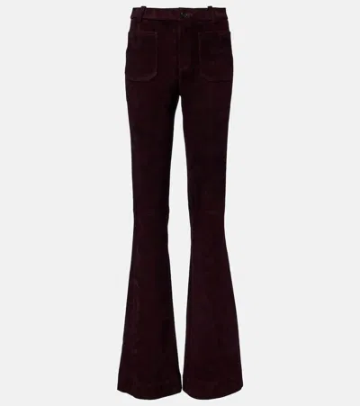 Stouls Laurent Suede Flared Pants In Burgundy