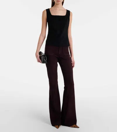 Stouls Laurent Suede Flared Pants In Burgundy