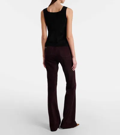 Stouls Laurent Suede Flared Pants In Burgundy