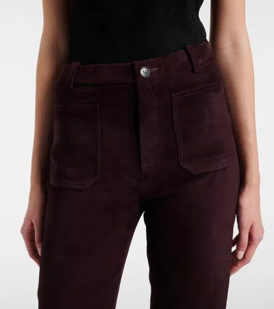 Stouls Laurent Suede Flared Pants In Burgundy