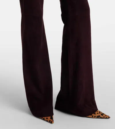 Stouls Laurent Suede Flared Pants In Burgundy