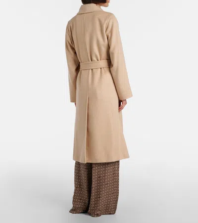 Max Mara Riccio Camel Drape Coat Belt In Neutral
