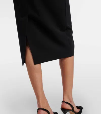 Max Mara Tailored Midi Skirt In Smooth Triacetate In Black