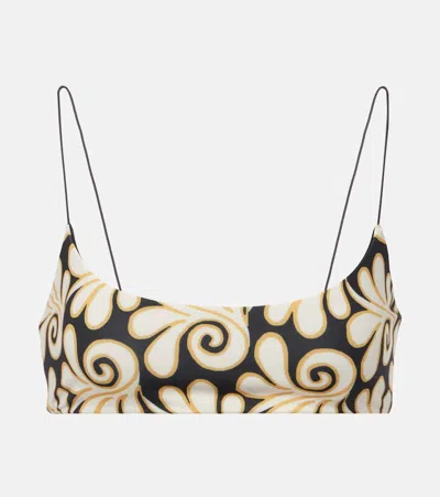Cala De La Cruz Isla Printed Bikini Top In Black