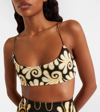 Cala De La Cruz Isla Printed Bikini Top In Black