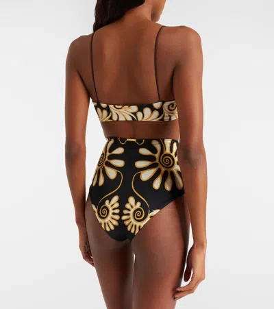 Cala De La Cruz Isla Printed Bikini Top In Black