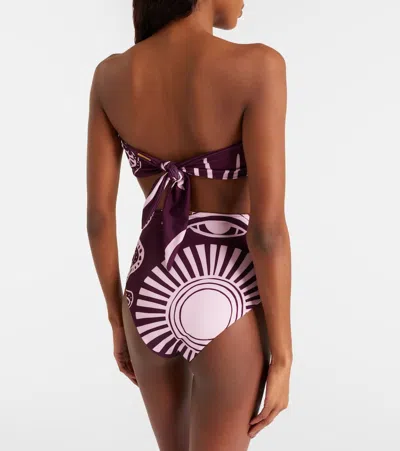 Cala De La Cruz Maple Printed Bandeau Bikini Top In Multi