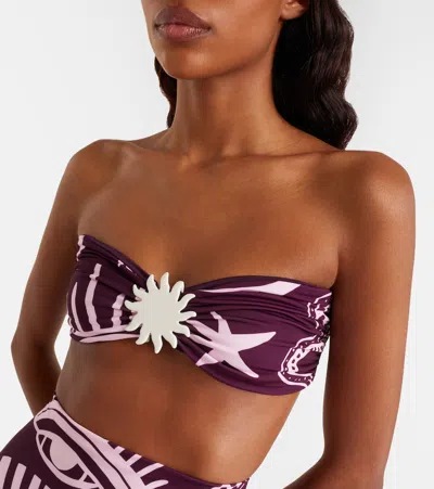 Cala De La Cruz Maple Printed Bandeau Bikini Top In Multi