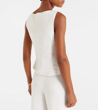 Cala De La Cruz Genova Striped Linen Top In White