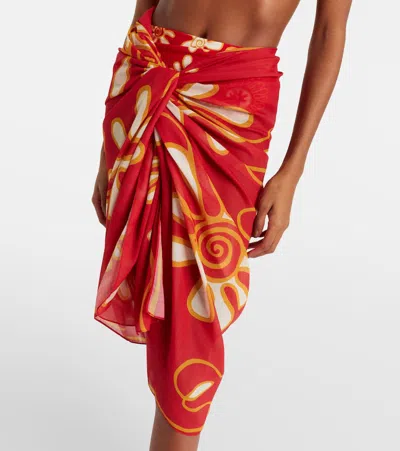 Cala De La Cruz Luana Printed Beach Cover-up In Red