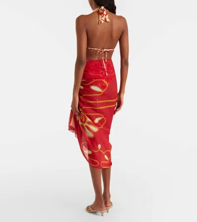 Cala De La Cruz Luana Printed Beach Cover-up In Red