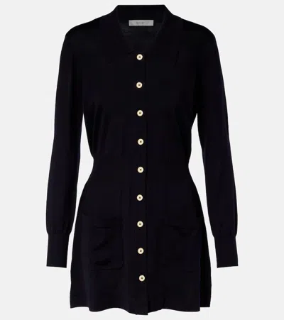 Frame Wool Polo Dress In Black