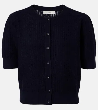 Frame Ladder Pointelle Cashmere Cardigan In Black