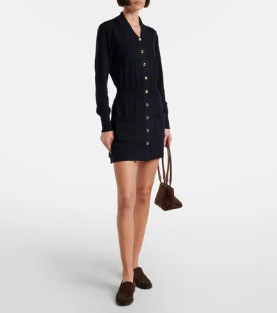 Frame Wool Polo Dress In Black