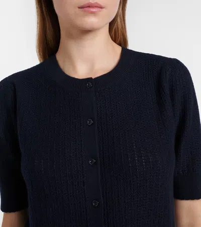 Frame Ladder Pointelle Cashmere Cardigan In Black