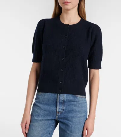 Frame Ladder Pointelle Cashmere Cardigan In Black