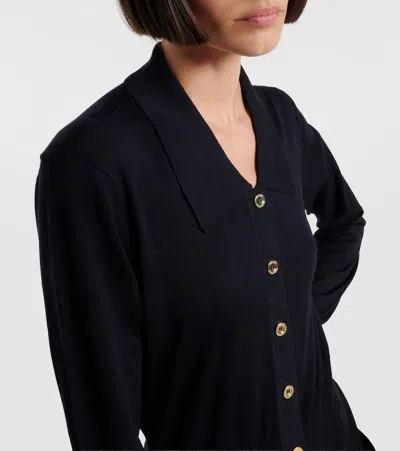 Frame Wool Polo Dress In Black