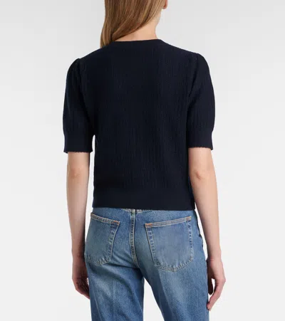 Frame Ladder Pointelle Cashmere Cardigan In Black