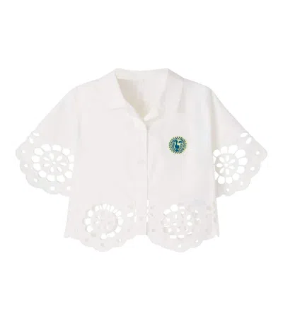 Zimmermann Awaken Embroidered Scalloped Cotton Shirt In White