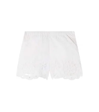 Zimmermann Awaken Embroidered Scalloped Cotton Shorts In White