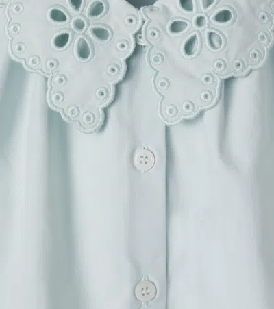 Zimmermann Awaken Embroidered Cotton Shirt In Blue