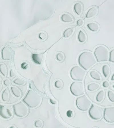 Zimmermann Awaken Embroidered Scalloped Cotton Shorts In Green