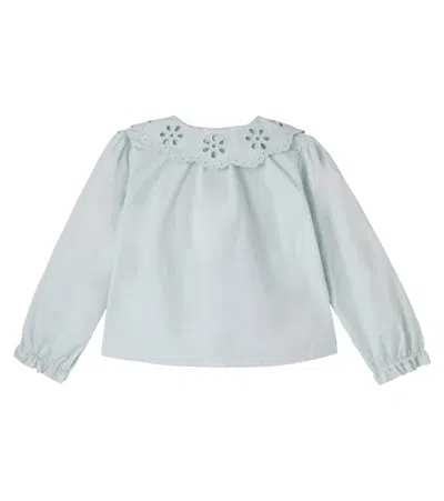 Zimmermann Awaken Embroidered Cotton Shirt In Blue