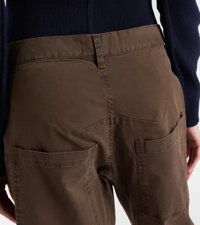 Nili Lotan Shon Cotton Twill Barrel-leg Pants In Brown