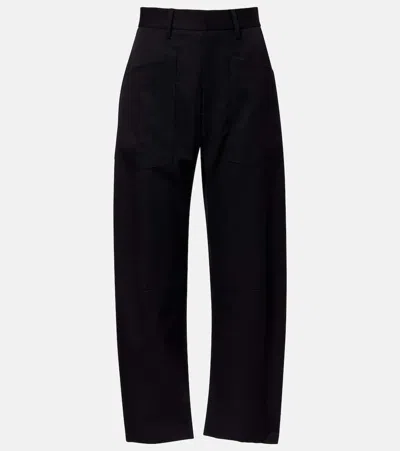 Nili Lotan Shon Virgin Wool Barrel-leg Pants In Black