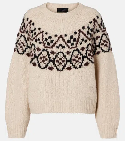 Nili Lotan Chrissy Patterned Cashmere And Silk-blend Jumper In Nude